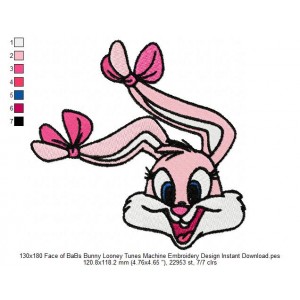 130x180 Face of BaBs Bunny Looney Tunes Machine Embroidery Design Instant Download